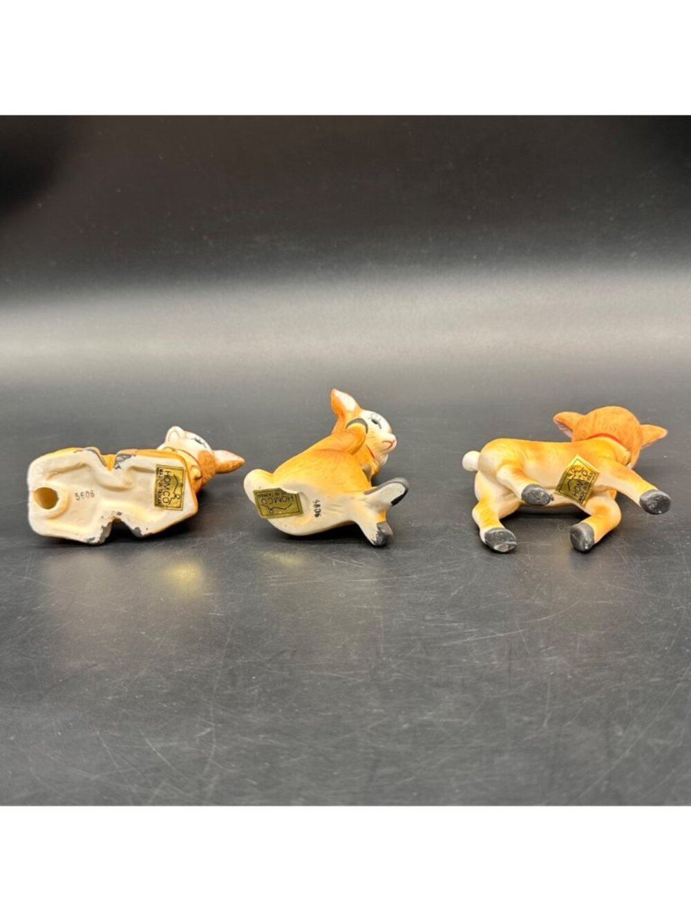 Vintage Deer Figurines Christmas Decor 1980s Ceramic Fawn Set Of 3 Homco Taiwan - Picture 6 of 8